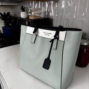 kate spade Light Green and Black Tote